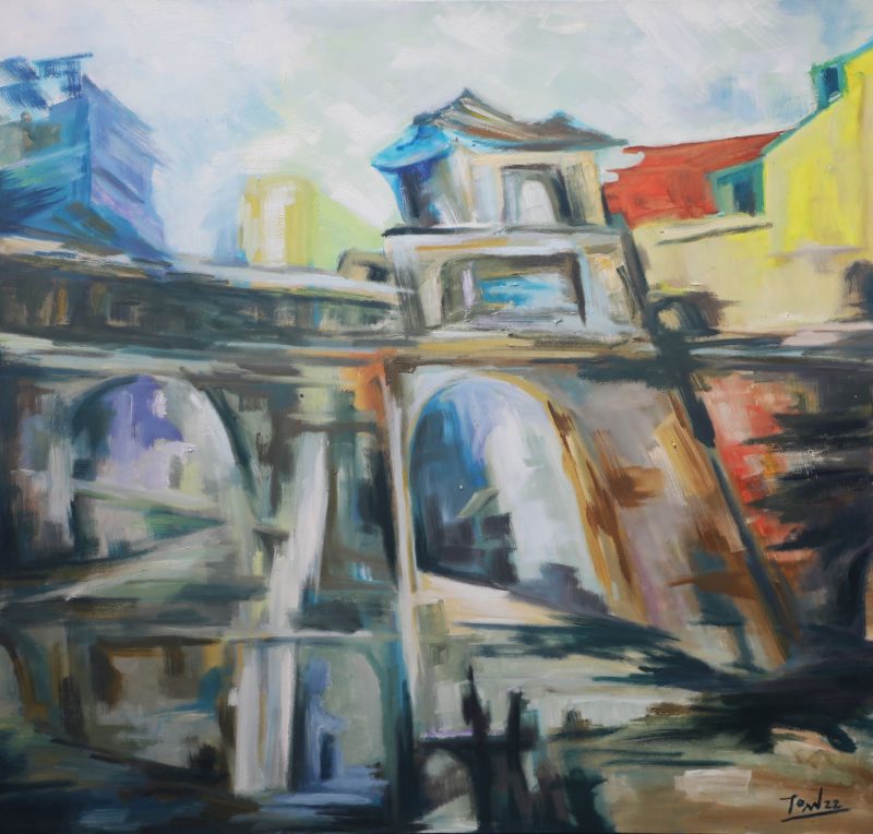 Quan Chuong Gate - Vietnamese Oil Painting by Artist Dau Quang Toan