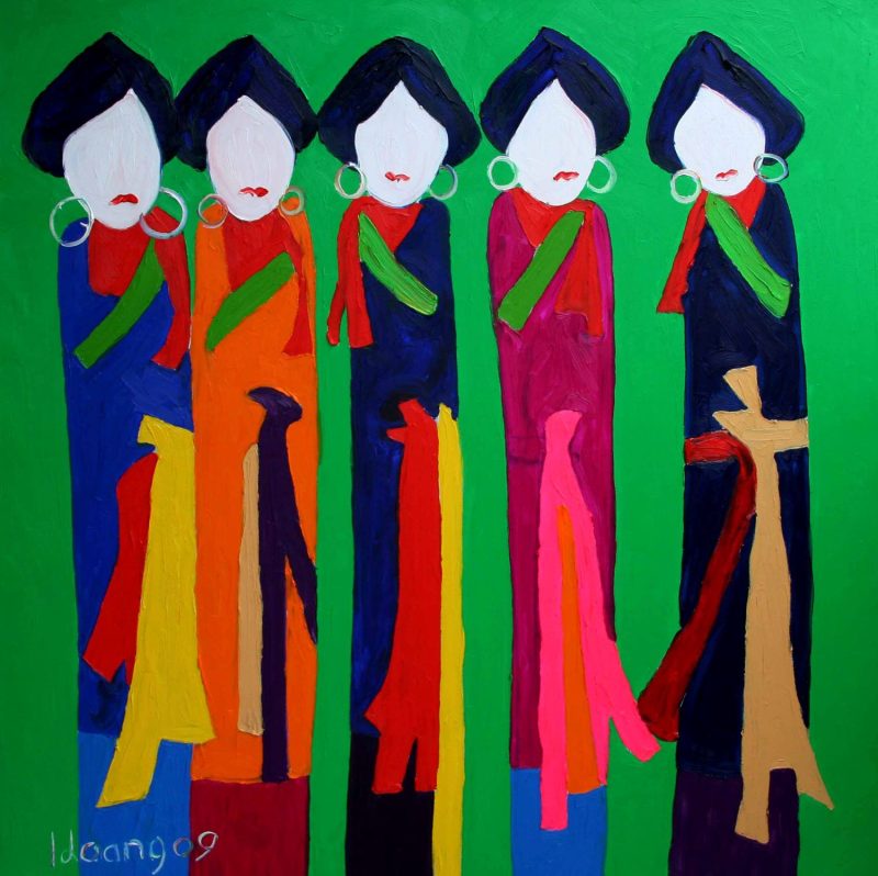 Quan Ho Singers I - Vietnamese Oil Painting by Artist Ngo Duc Hoang