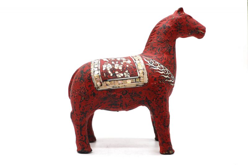 Red Horse I - Vietnamese Lacquer Artworks by Artist Nguyen Tan Phat