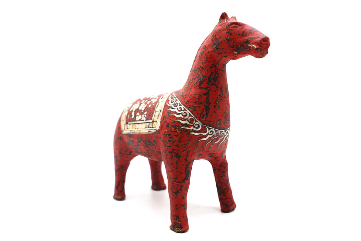 Red Horse I - Vietnamese Lacquer Artworks by Artist Nguyen Tan Phat