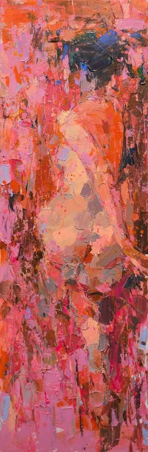 Red Nude II - Vietnamese Oil Painting by Artist Danh Cuong