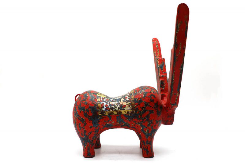 Red Reindeer II - Vietnamese Lacquer Artworks by Artist Nguyen Tan Phat