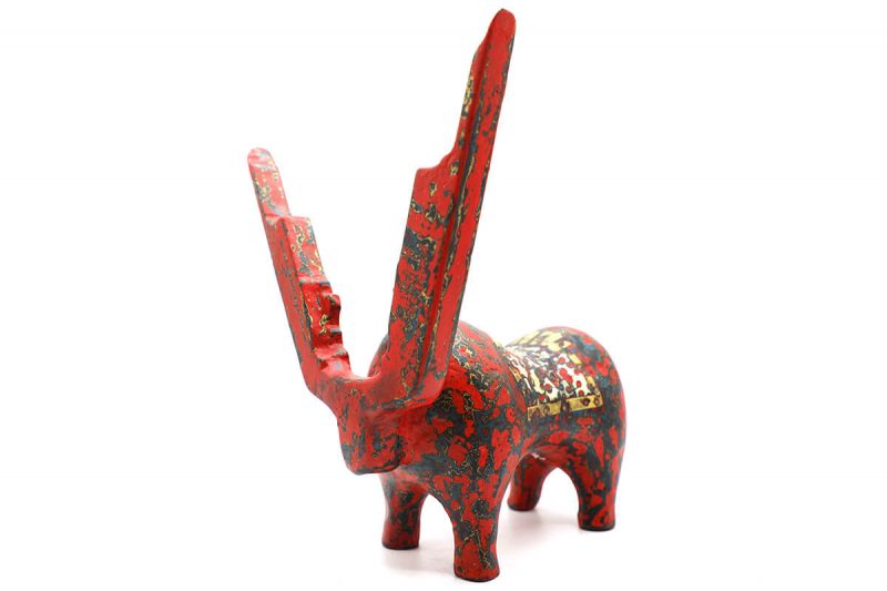 Red Reindeer II - Vietnamese Lacquer Artworks by Artist Nguyen Tan Phat