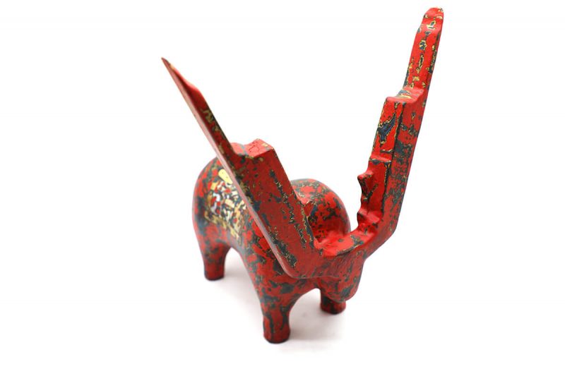Red Reindeer II - Vietnamese Lacquer Artworks by Artist Nguyen Tan Phat
