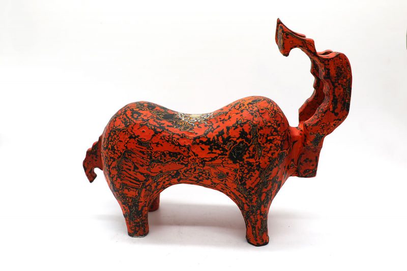 Red Reindeer I - Vietnamese Lacquer Artworks by Artist Nguyen Tan Phat