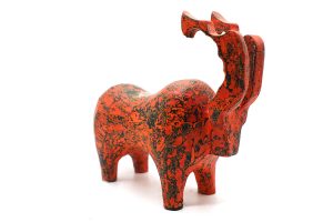 Red Reindeer I - Vietnamese Lacquer Artworks by Artist Nguyen Tan Phat