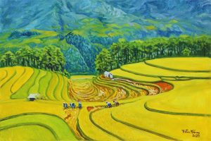 Rice Aroma - Vietnamese Oil Painting by Artist Tran Nam