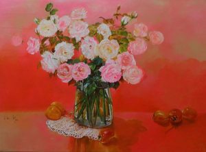 Roses VI - Vietnamese Oil Paintings Flower by Artist An Dang