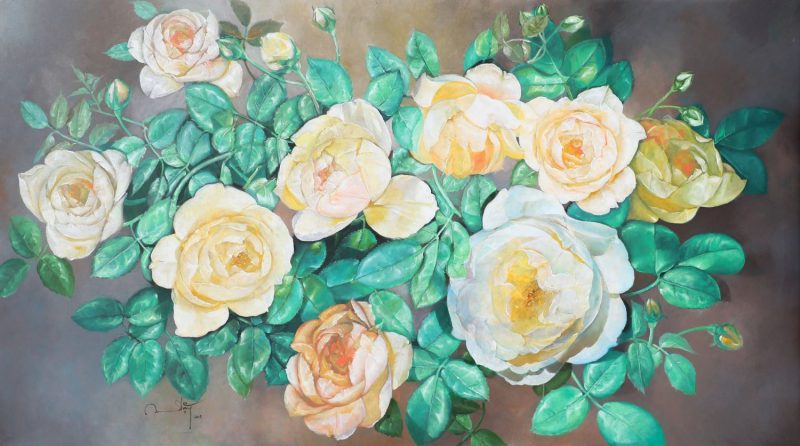 Roses VII - Vietnamese Oil Paintings Flower by Artist An Dang