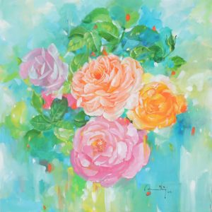 Roses X - Vietnamese Oil Paintings Flower by Artist An Dang