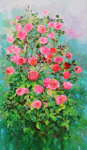 Roses XV - Vietnamese Oil Painting Flower by Artist An Dang