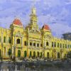 Saigon's People Committee Office - Vietnamese Oil Painting by Artist Pham Hoang Minh
