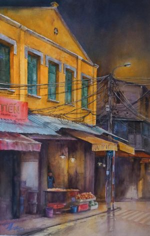 Market Stall Under the Streetlight - Artist Duc Tien