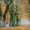 Season of Fallen Leaves - Vietnamese Lacquer Painting by Artist Nguyen Van Nghia