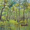 Shadow on Mangrove - Vietnamese Oil Painting by Artist Tran Nam