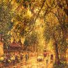 Shadows of a Bygone Dusk - Lacquer Painting by Artist Nguyen Hong Giang