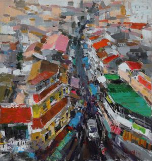 Small Alley - Vietnamese Acrylic Painting by Artist Pham Hoang Minh