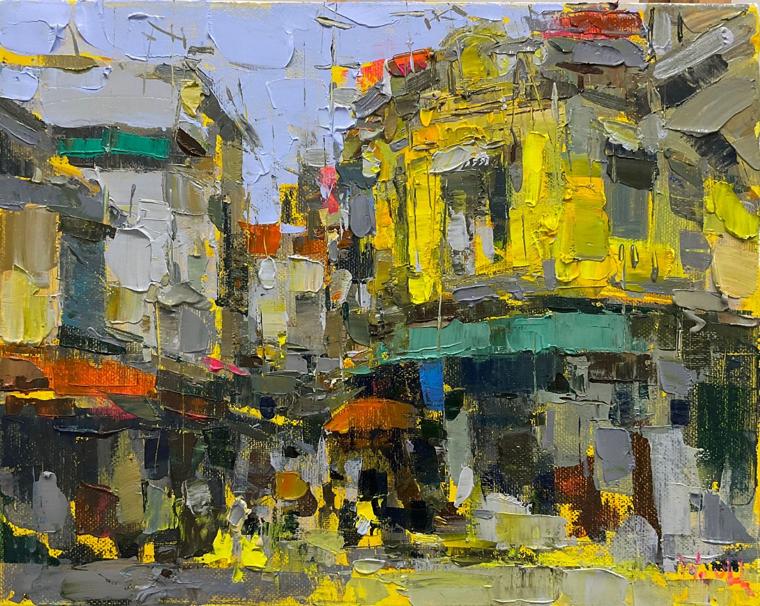 Small Street IV - Vietnamese Oil Painting by Artist Pham Hoang Minh