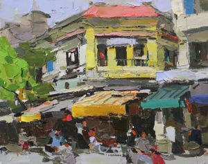Small Street V - Vietnamese Oil Painting by Artist Pham Hoang Minh