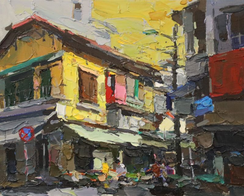 Small Street VI - Vietnamese Oil Painting by Artist Pham Hoang Minh