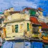 Small Street VII - Vietnamese Oil Painting by Artist Pham Hoang Minh