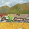 Small Village - Vietnamese Oil Painting by Artist Lam Duc Manh
