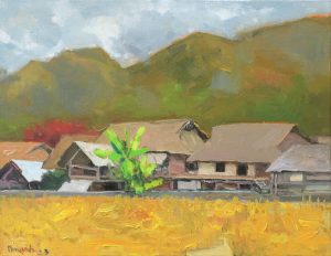 Small Village - Vietnamese Oil Painting by Artist Lam Duc Manh