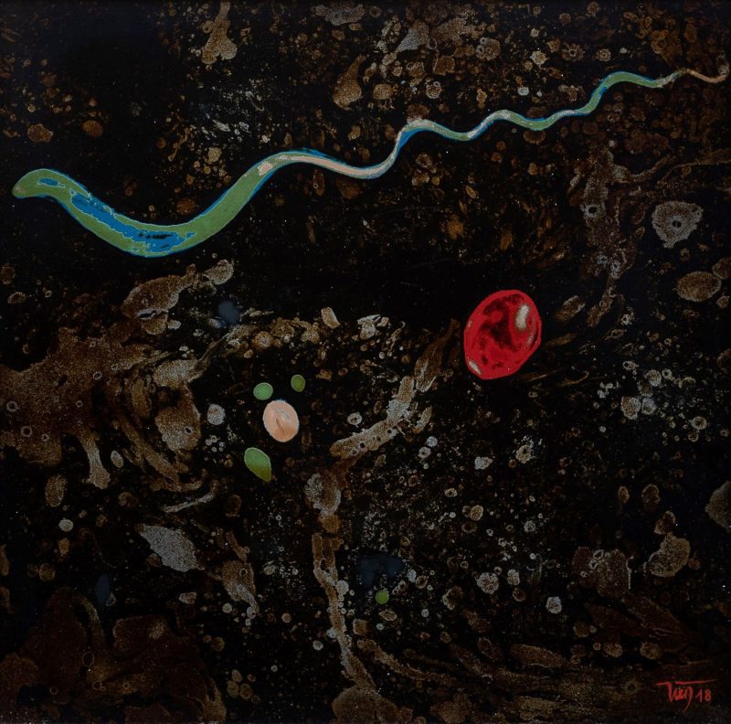 Snake - Vietnamese Lacquer Painting on Wood by Artist Trieu Khac Tien