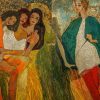 Song for New Year's Eve - Vietnamese Lacquer Painting by Artist Mai Thi Kim Uyen