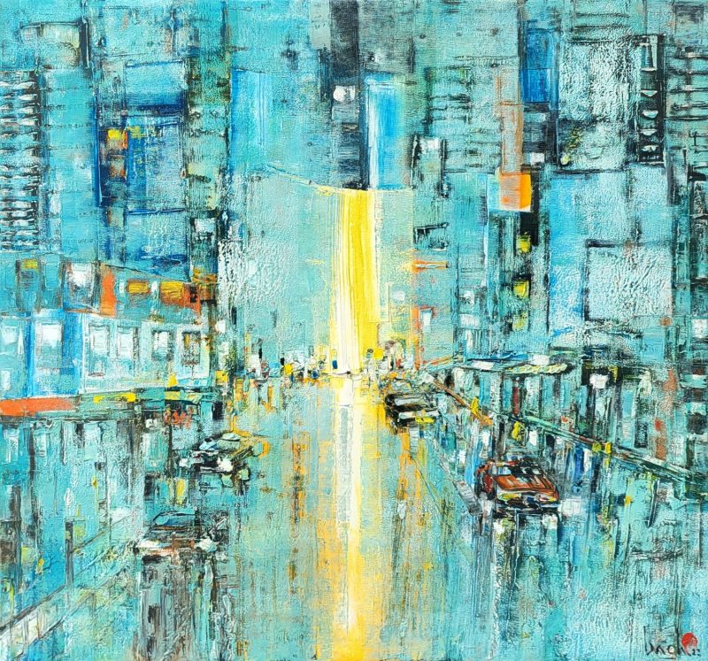 Splendid Street VIII - Vietnamese Oil Painting by Artist Nguyen Phan Bach