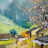 Spring Comes to My Village - Vietnamese Oil Painting by Artist Lam Duc Manh