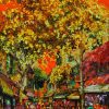 Spring Covers Street II - Vietnamese Lacquer Painting by Artist Giap Van Tuan