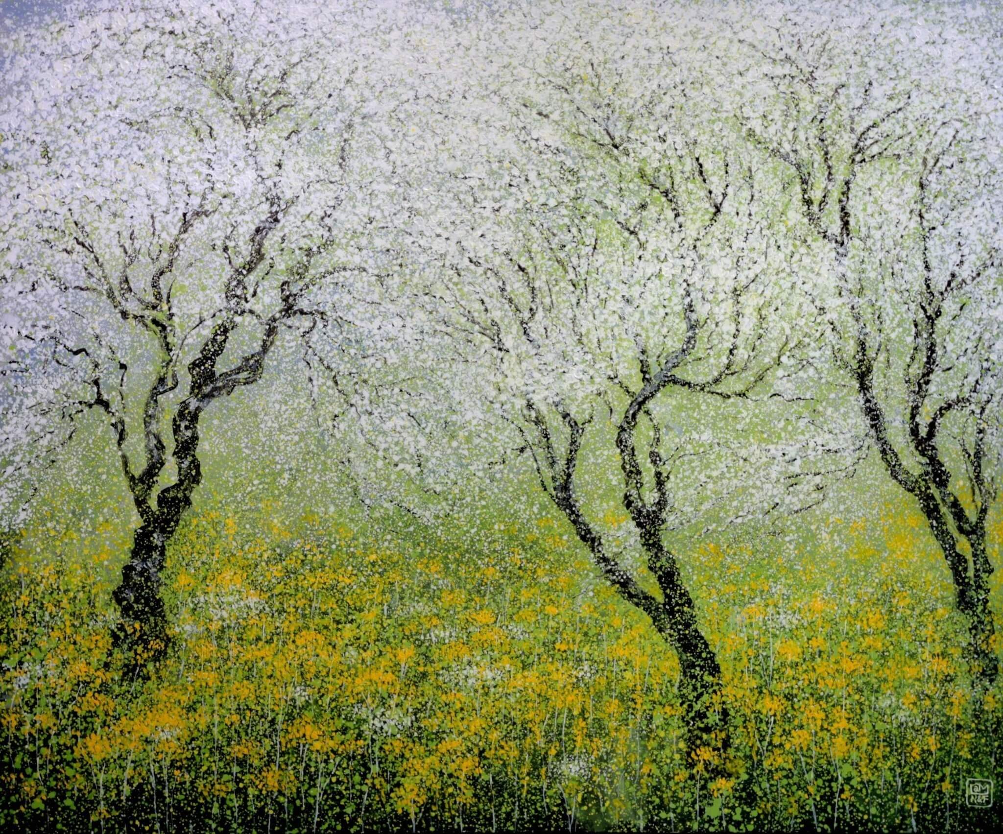 Spring Garden Vietnamese acrylic painting by artist Nguyen Lam