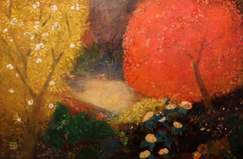 Spring - Vietnamese Lacquer Painting by Artist Dang Hien