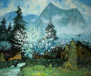 Spring at Ha Giang - Vietnamese Oil Painting by Artist Dang Dinh Ngo