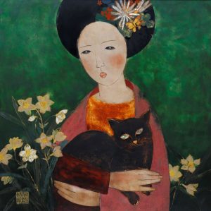 Springday I - Vietnamese Lacquer Painting by Artist Dang Hien