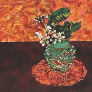 Still Life Grapefruit Flower - Vietnamese Lacquer Painting by Artist Trinh Que Anh