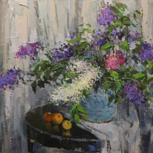 Still Life II - Vietnamese Oil Paintings of Flowers by Artist Le Huong