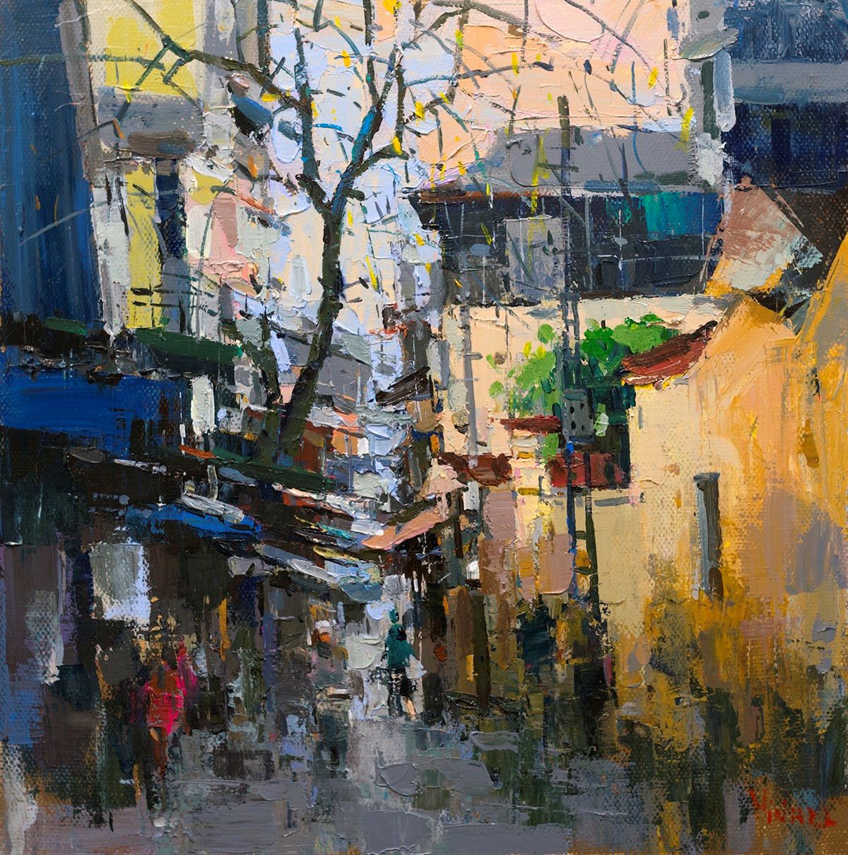 Street Corner IX - Vietnamese Oil Painting by Artist Pham Hoang Minh