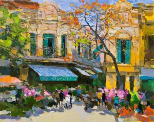 Street Corner V - Vietnamese Oil Painting by Artist Pham Hoang Minh