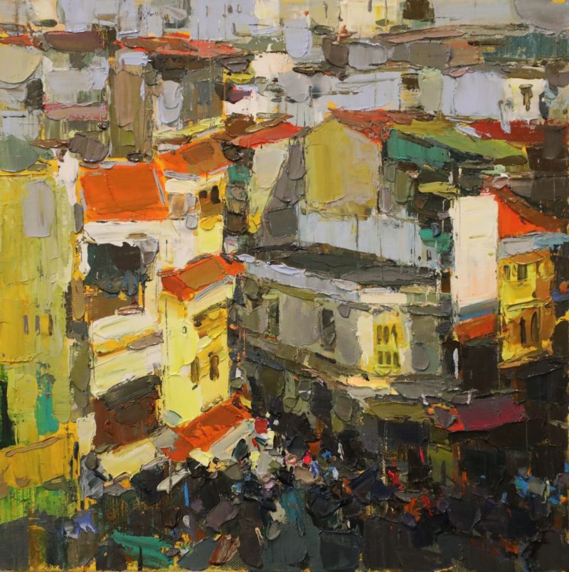 Street Corner VI - Vietnamese Oil Painting by Artist Pham Hoang Minh