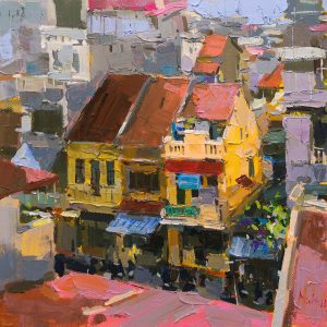 Street Corner VIII - Vietnamese Oil Painting by Artist Pham Hoang Minh