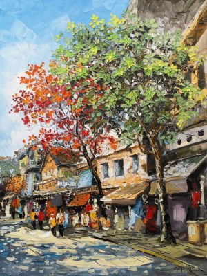 Street I - Vietnamese Oil Painting by Artist Giap Van Tuan