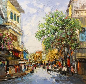 Street II - Vietnamese Oil Painting by Artist Giap Van Tuan