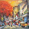 Street in Autumn - Vietnamese Oil Painting by Artist Giap Van Tuan