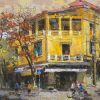 Street in Autumn - Vietnamese Oil Painting by Artist Pham Hoang Minh
