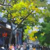 Street in Spring - Vietnamese Oil Painting by Artist Pham Hoang Minh