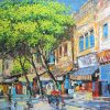 Street in Summer - Vietnamese Oil Painting by Artist Giap Van Tuan