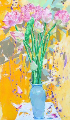 Summer Color 10 - Vietnamese Oil Paintings Flower by Artist Dinh Dong