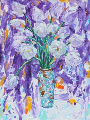 Summer Color 12 - Vietnamese Oil Paintings Flower by Artist Dinh Dong